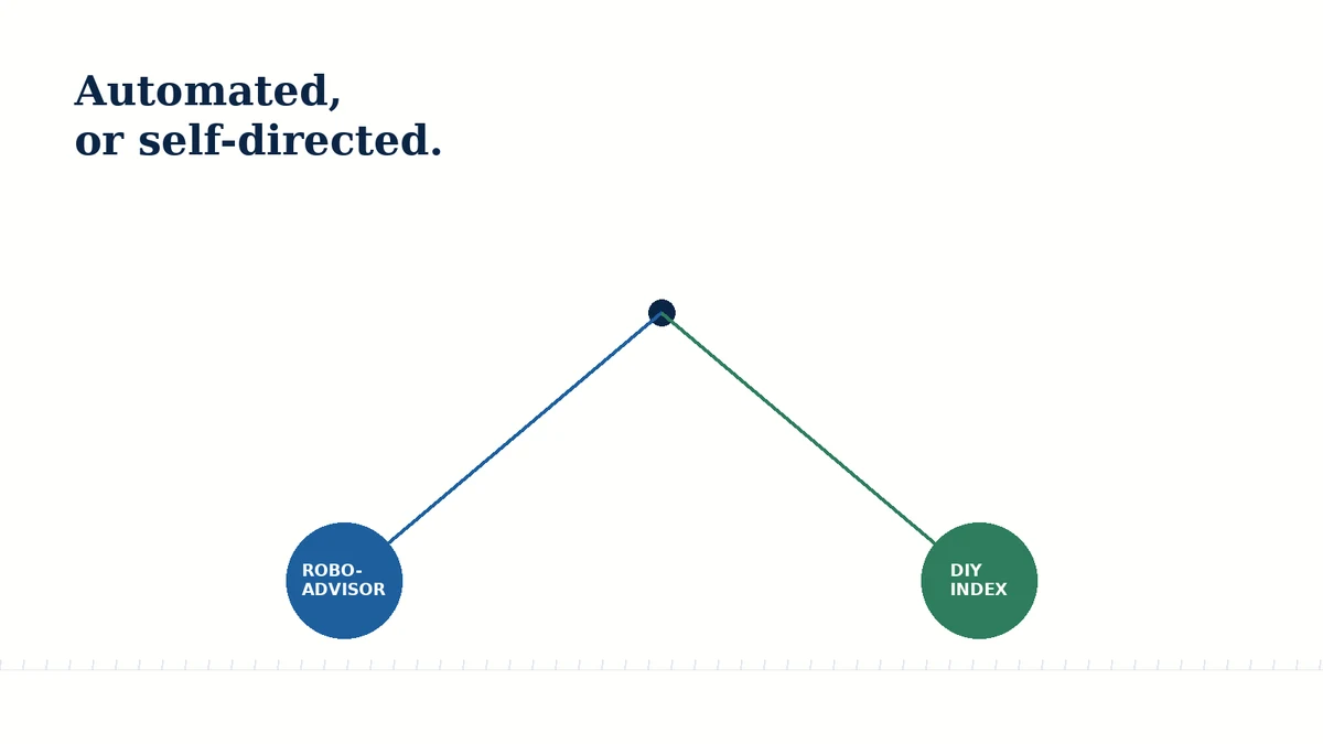 Diagram showing two paths from a single decision point: robo-advisor or DIY investing